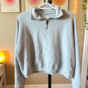 American Eagle Cropped Half Zip Hoodie